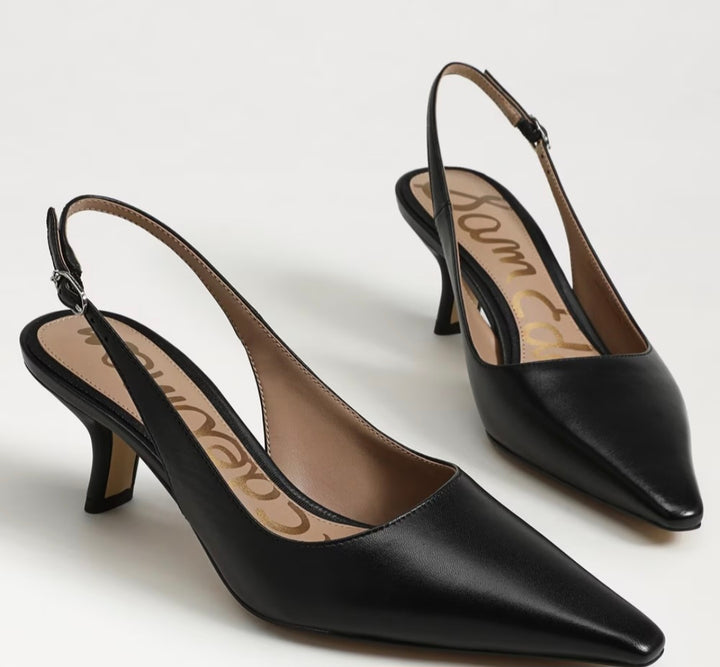 SAM EDELMAN Bianka Slingback Pump In Black Leather