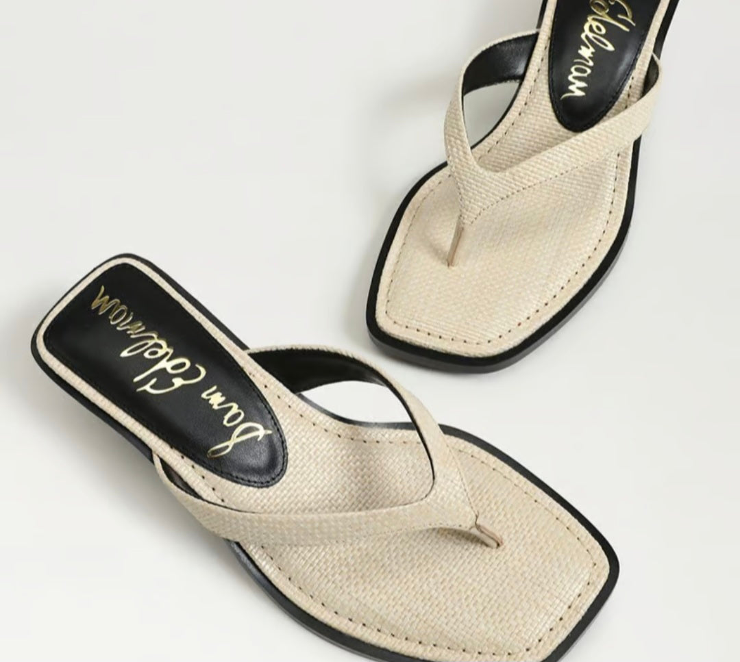 SAM EDELMAN Dollie Thong Sandal Linen Se Leather