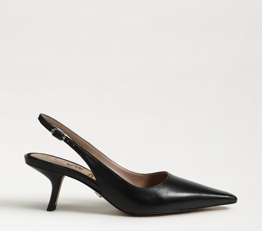 SAM EDELMAN Bianka Slingback Pump In Black Leather