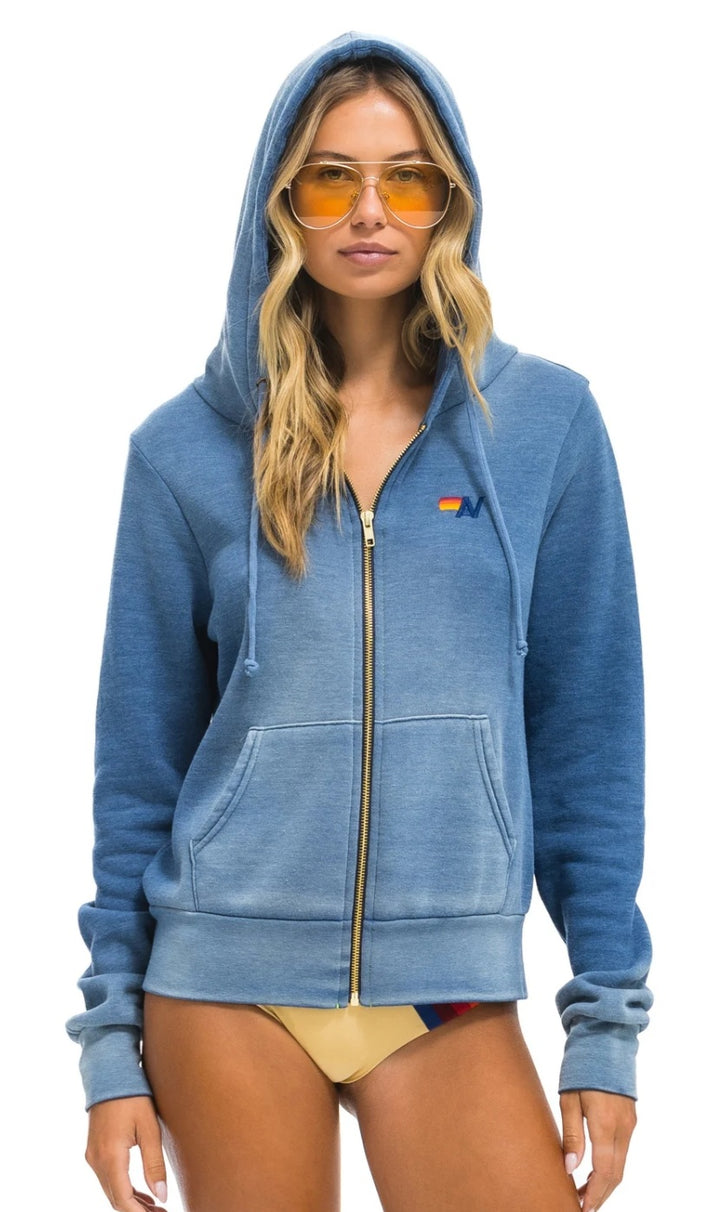 AVIATOR NATION ESSENTIAL ZIP HOODIE - FADED WATER