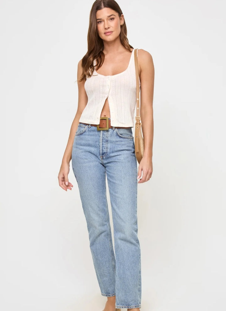 LSPACE Jeanie Pointelle Tank Cream