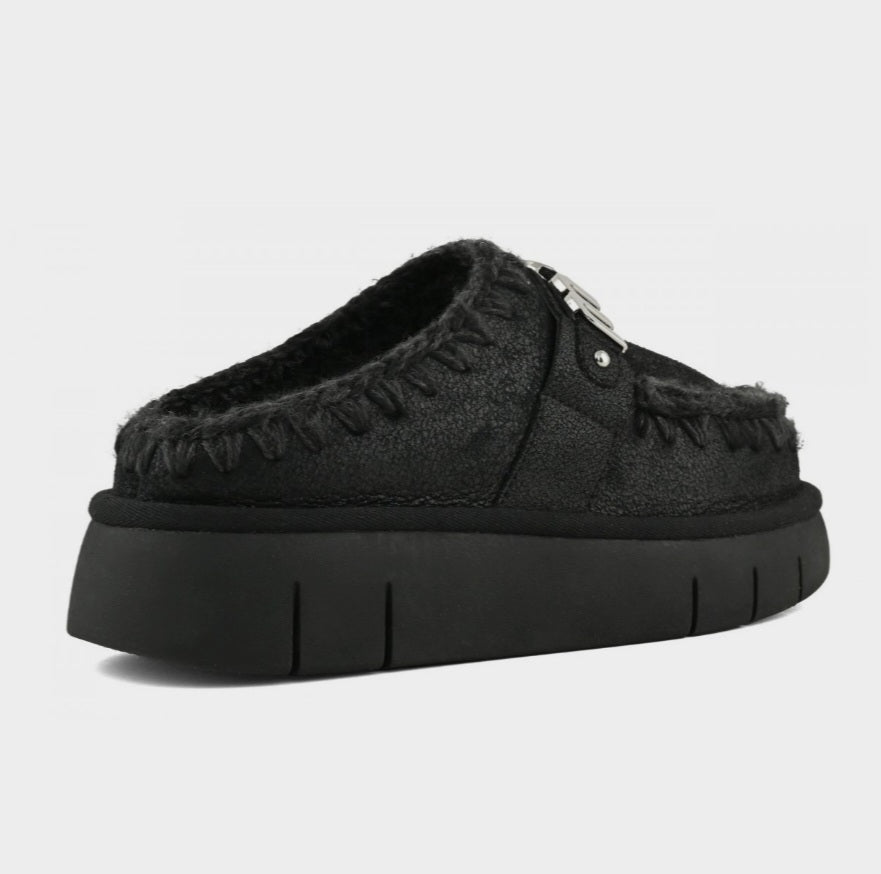 MOU Bounce clog special leather colour Cracked Black
