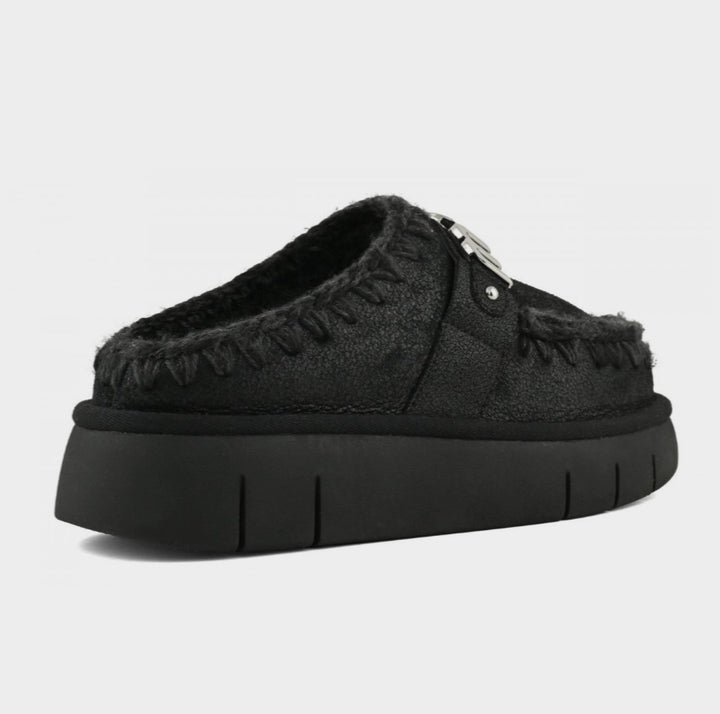 MOU Bounce clog special leather colour Cracked Black