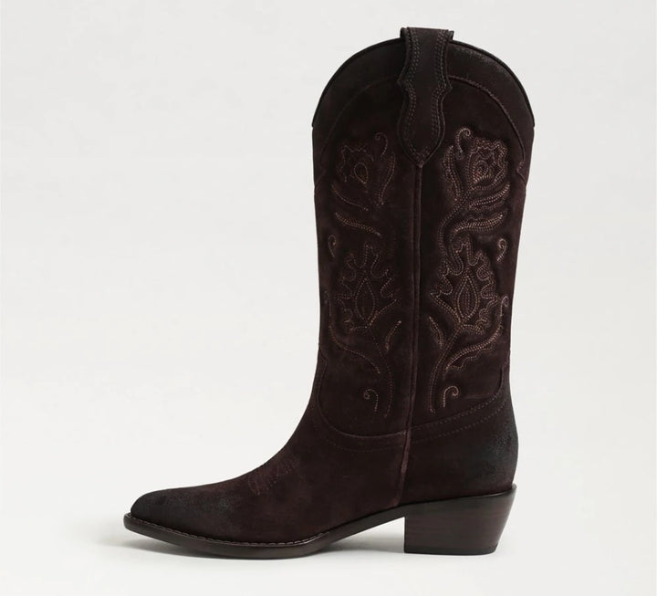 SAM EDELMAN RUE Western Boot In Cafe Noir Suede