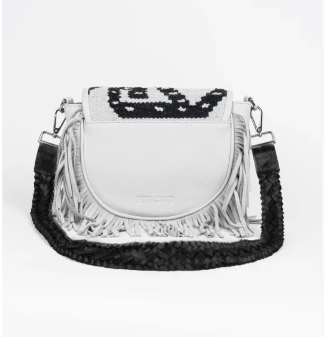 PITI CUITI SOHO SHOULDER BAG Black/ Cream Embroidery