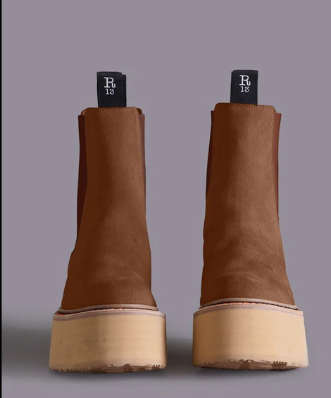R13 DOUBLE STACK CHELSEA BOOT brown suede