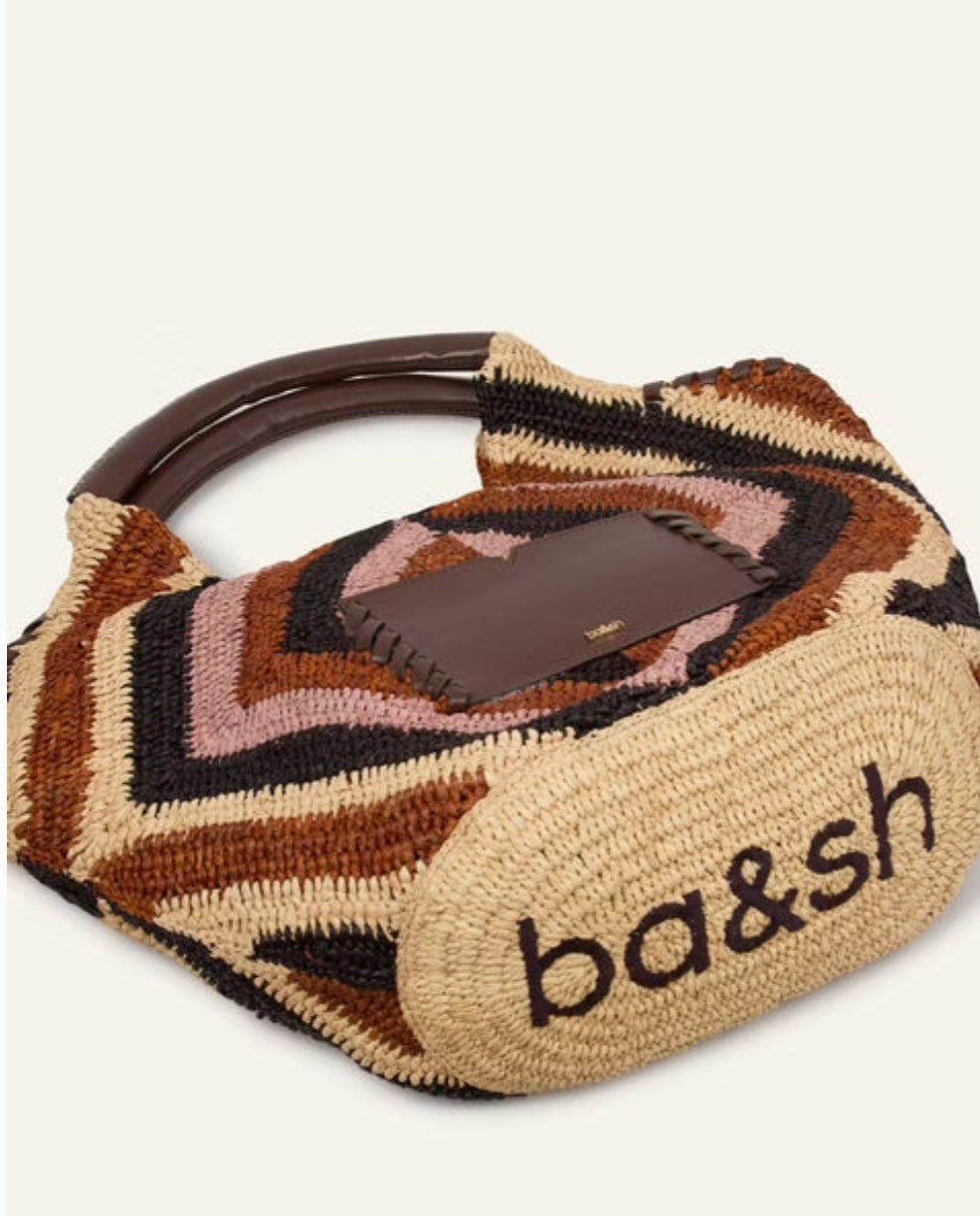 BA&SH ARA large basket bag colorful rhombus