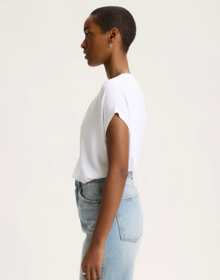 MAJESTIC FILATURES Oversized V Neck Tee White