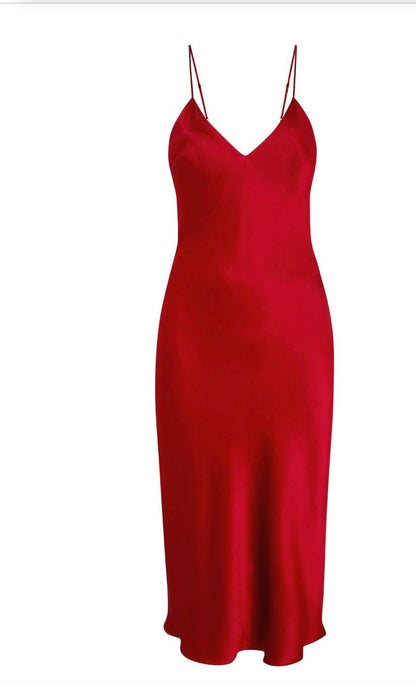 Gilda & Pearl Sophia Midi Silk  Slip Dress Ruby