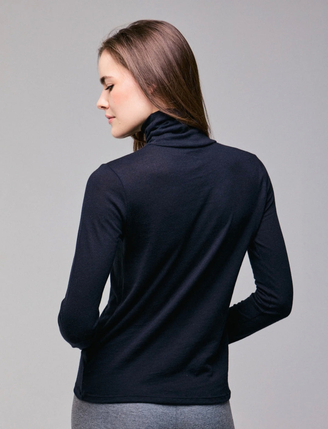 MAJESTIC FILATURES High Neck Sheer Long Sleeve Top Black