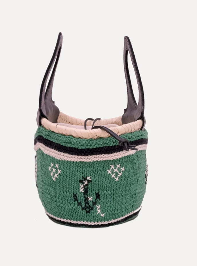 ENTRUDO Caxinas - mini embroidered basket in green