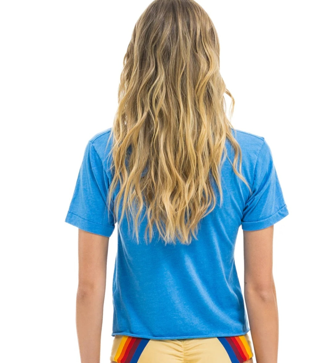AVIATOR NATION SUNSET PATCH BOYFRIEND TEE - COBALT