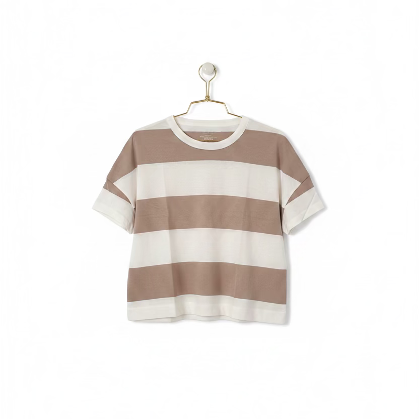 MAJESTIC FILATURES Boxy Tee Stripes White / Desert