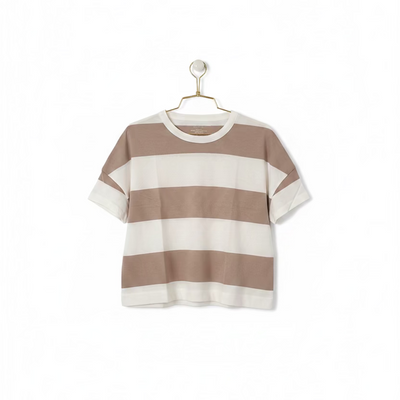 MAJESTIC FILATURES Boxy Tee Stripes White / Desert