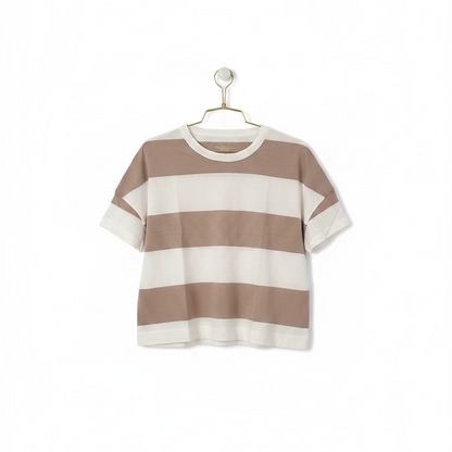 MAJESTIC FILATURES Boxy Tee Stripes White / Desert