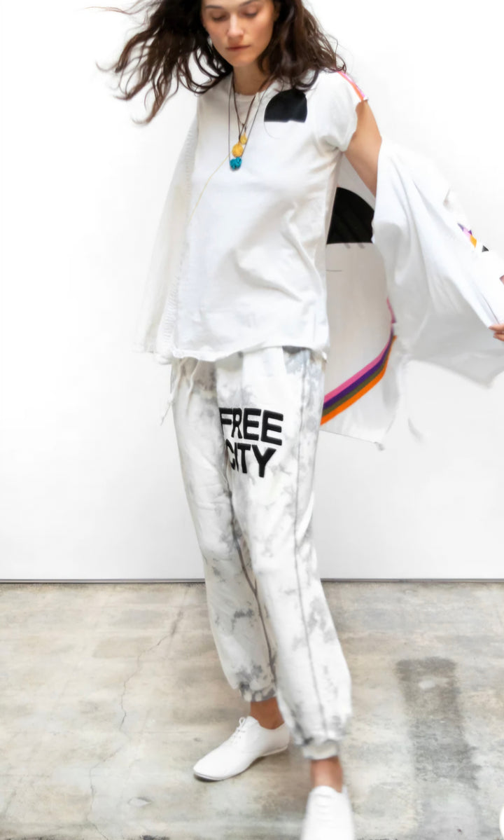 FREECITY UPERBLEACHOUT FREECITY LARGE POCKET SWEATPANT – WHITE STORM