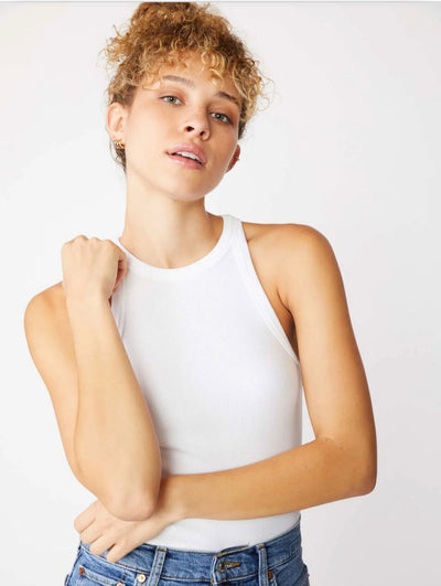 STATESIDE Rib High-Neck Tank in White
