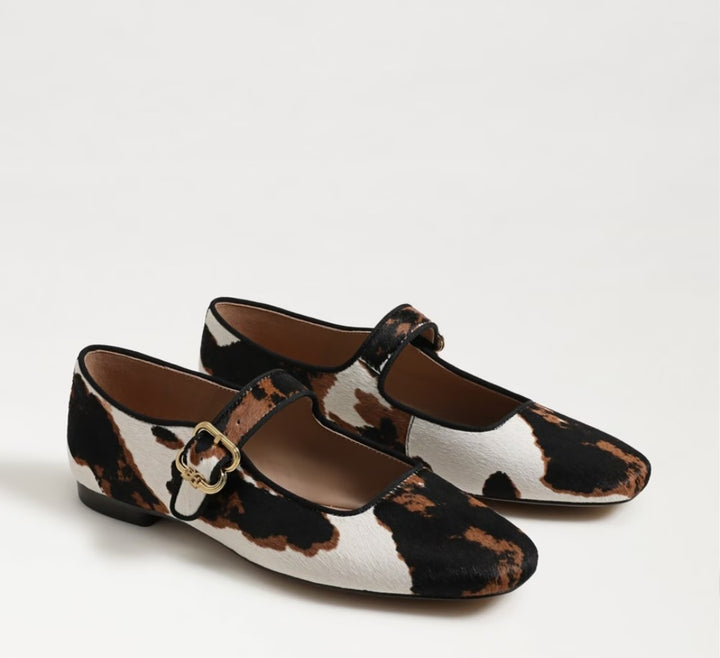 SAM EDELMAN Michaela Mary Jane Flat Cow Print Calf Hair