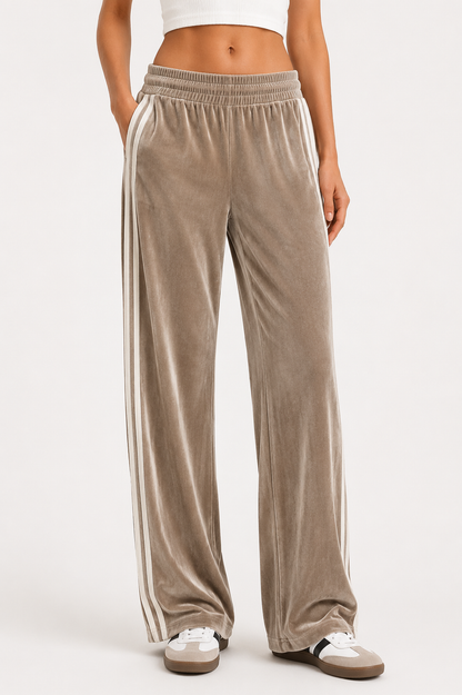 MAJESTIC FILATURES Velvet Wide-Leg Track Pants Barley beige