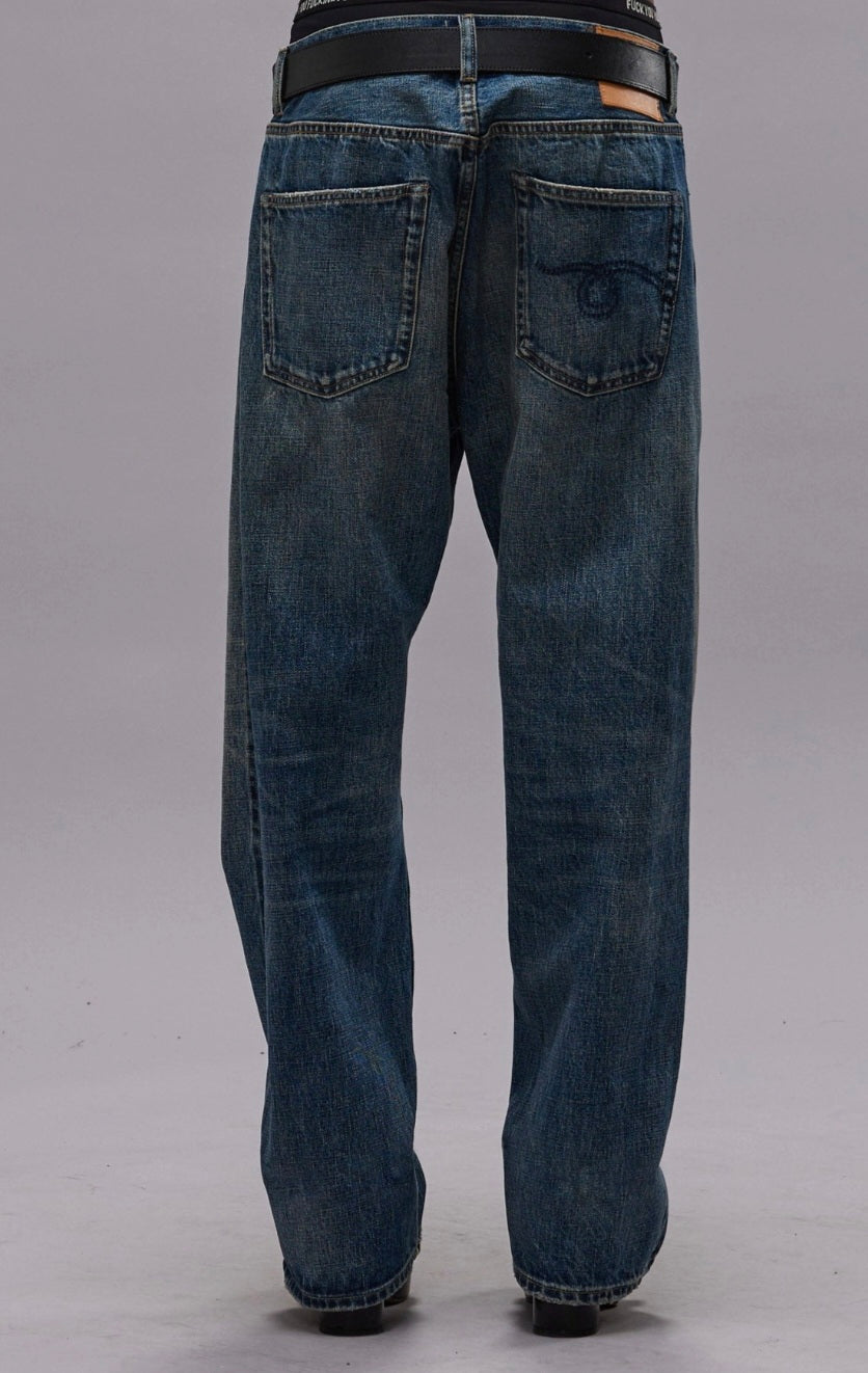 R13 CUFFED X BOYFRIEND JEAN SELVEDGE BLUE