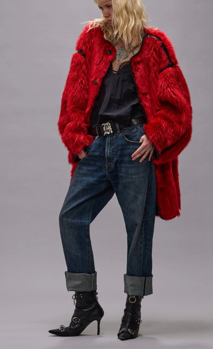 R13 CUFFED X BOYFRIEND JEAN SELVEDGE BLUE