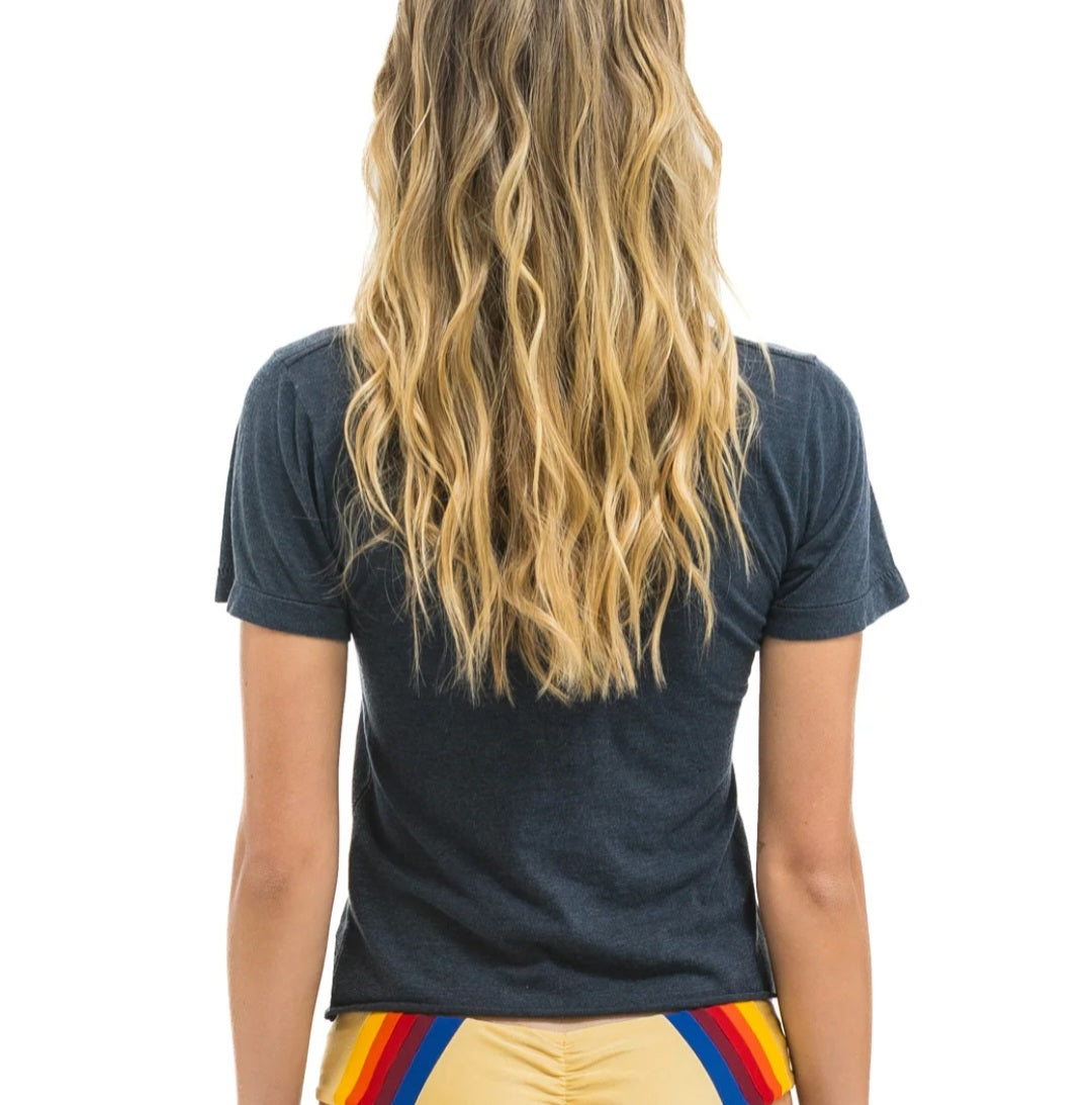 AVIATOR NATION SUNSET PATCH BOYFRIEND TEE - CHARCOAL