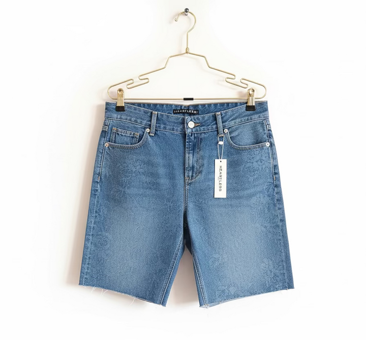 HEARTLESS Bree Biker Bermuda Mid Wash