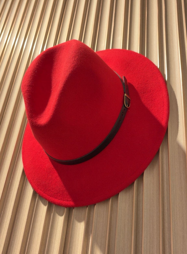 Parisian Fedora Hat Fire Red