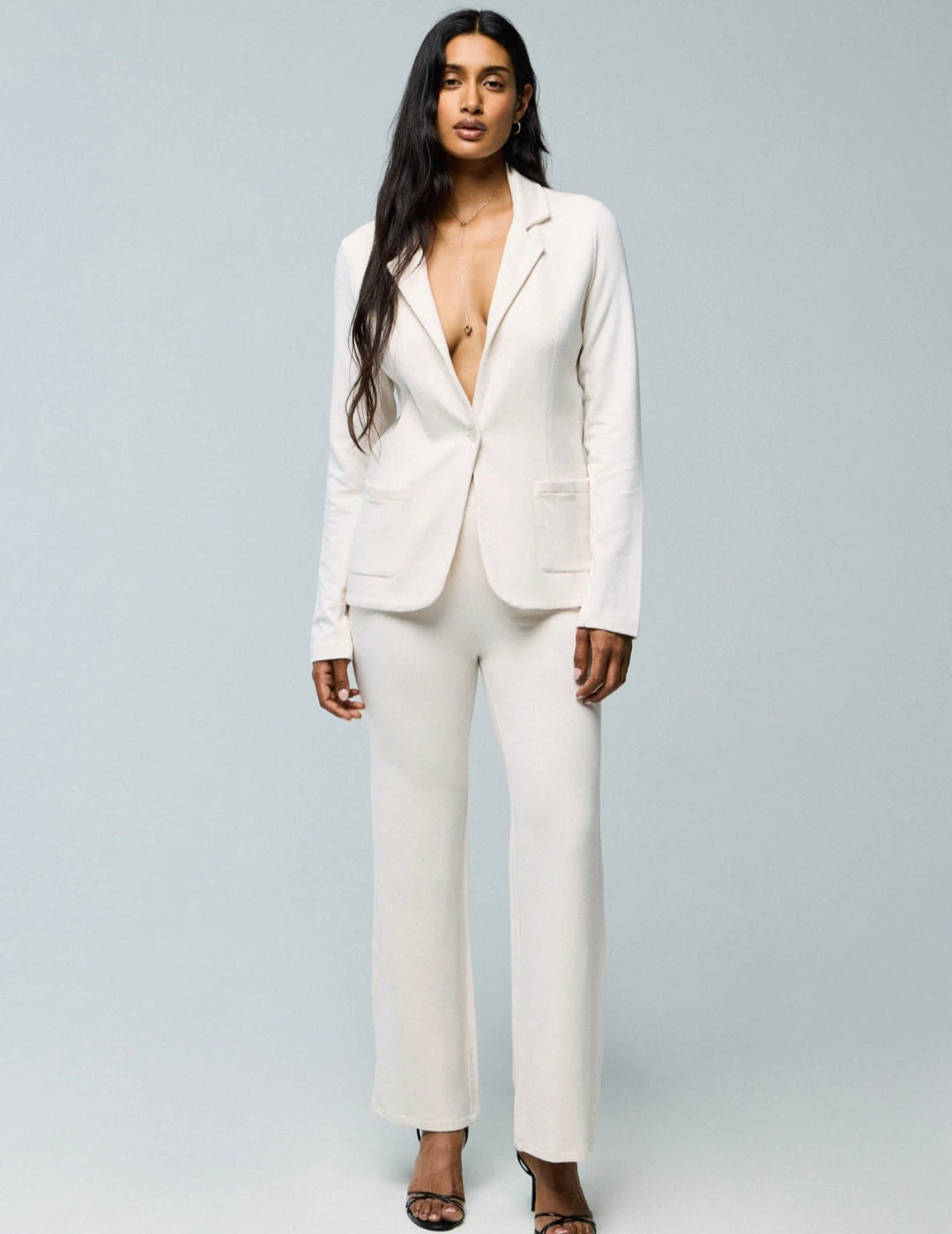 MAJESTIC FILATURES Blazer in Cotton and Cashmere Raw White