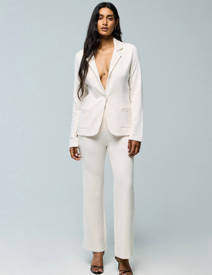 MAJESTIC FILATURES Blazer in Cotton and Cashmere Raw White