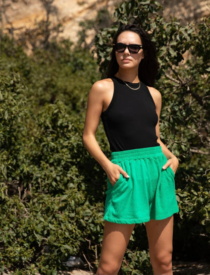 STATESIDE  2x1 Rib Halter Cropped Tank