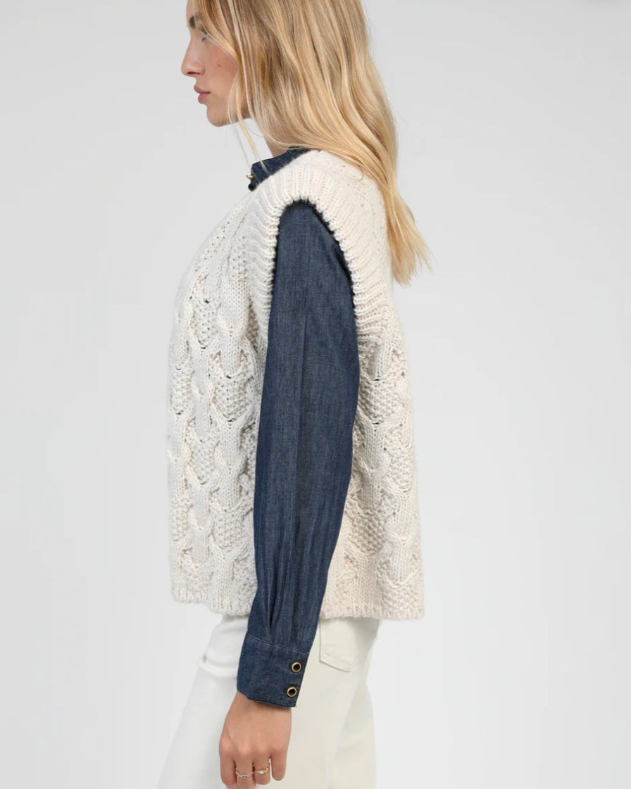 ANGE CARDIGAN SANS MANCHE LAJOIA ecru