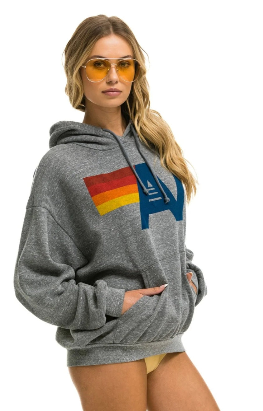 AVIATOR NATION LOGO PULLOVER RELAXED HOODIE - HEATHER GREY