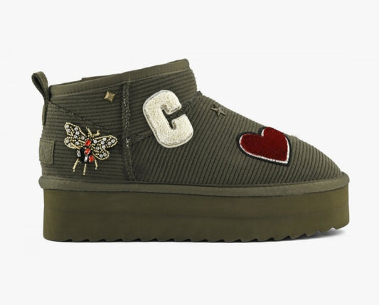 COLORS OF CALIFORNIA Platform winter boot in corduroy velvet with patches Mil