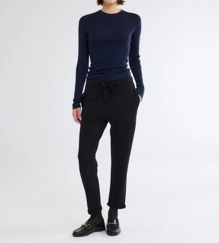 MAJESTIC FILATURES Navy Pants with Pockets in Viscose and Elastane