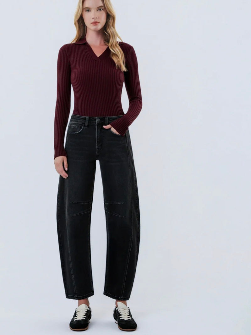 FLYING MONKEY Relief - High Rise Ankle Barrel Jeans