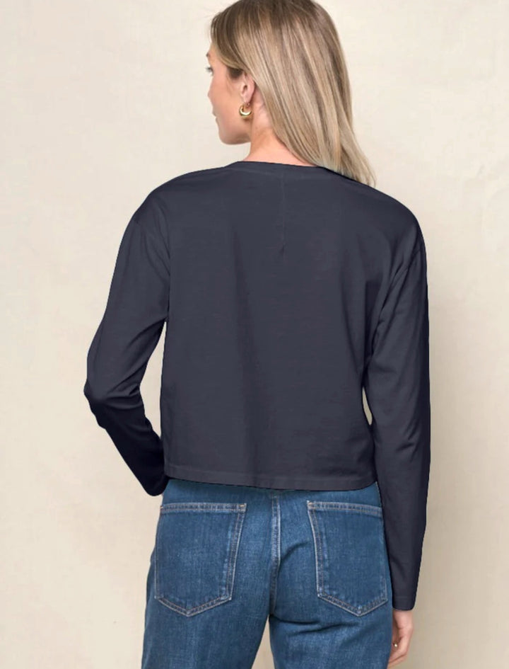 STATESIDE Cloud Jersey Long Sleeve Boxy Crew in Grey
