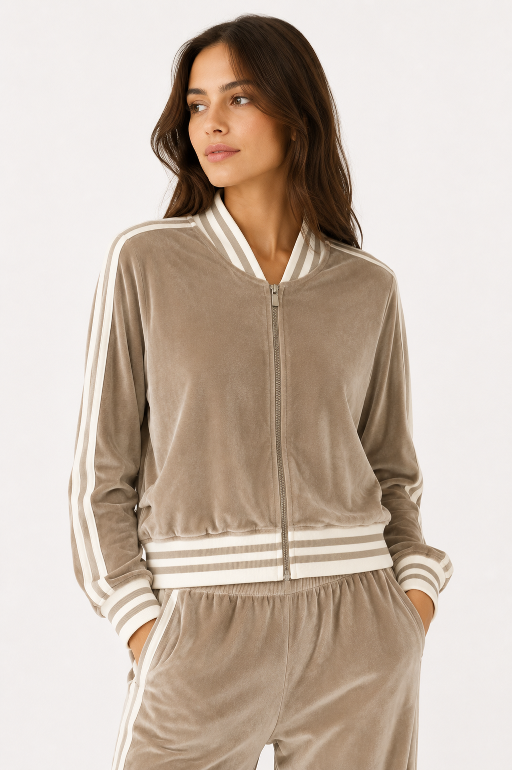 MAJESTIC FILATURES Velvet Track Jacket Barely beige