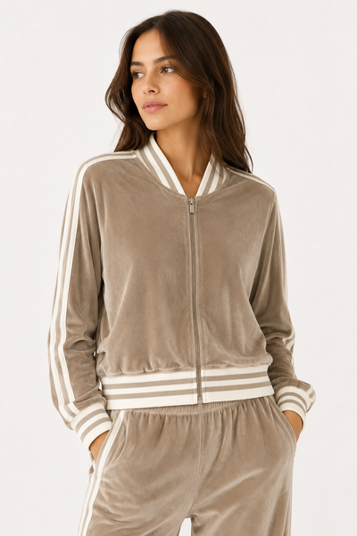 MAJESTIC FILATURES Velvet Track Jacket Barely beige