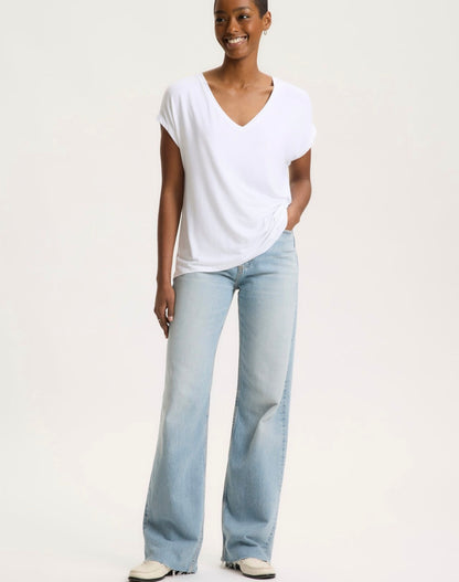 MAJESTIC FILATURES Oversized V Neck Tee White