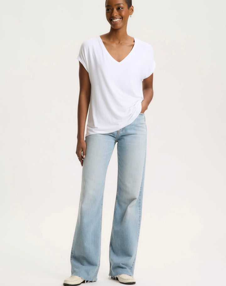 MAJESTIC FILATURES Oversized V Neck Tee White