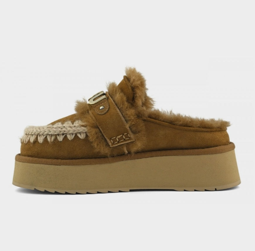 MOU Platform clog with strap logo Congac