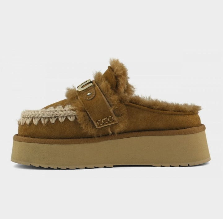 MOU Platform clog with strap logo Congac