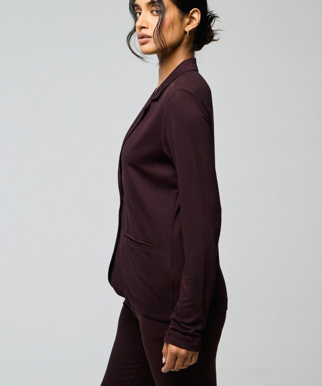 MAJESTIC FILATURES Blazer in Viscose and Elastane Coffe
