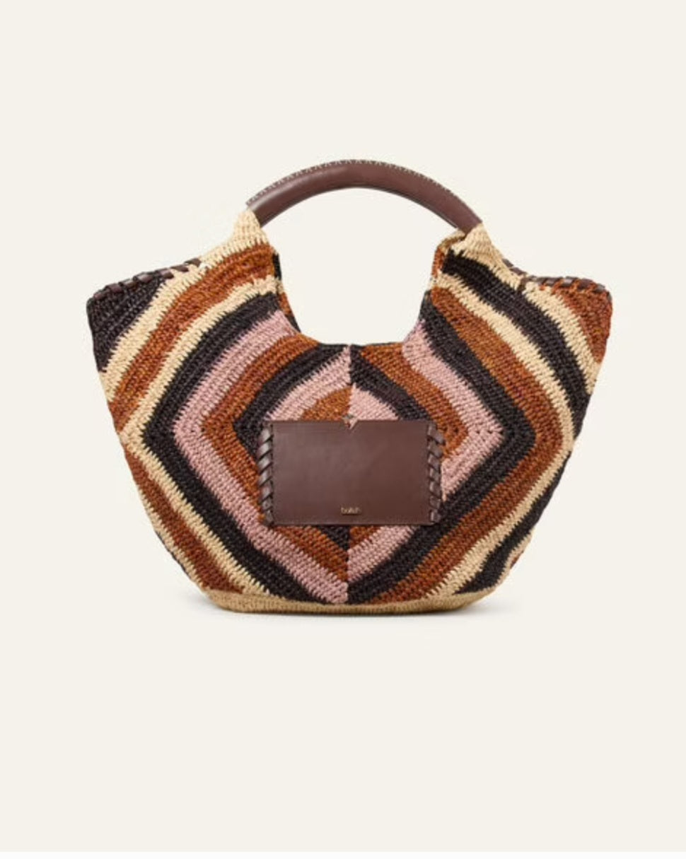 BA&SH ARA large basket bag colorful rhombus