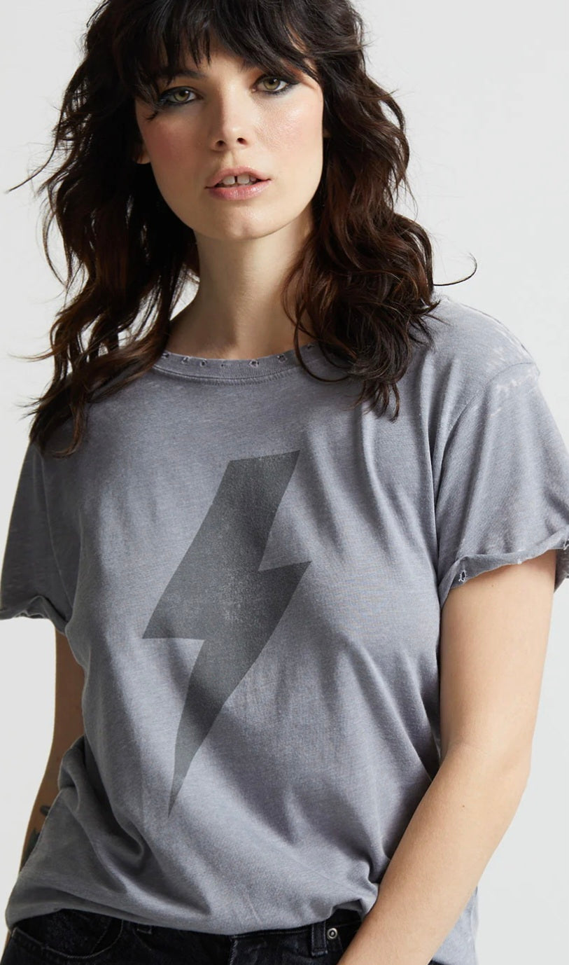 RECYCLED KARMA AC/DC Vintage Lightning Bolt Fitted T-Shirt
