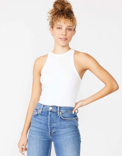 STATESIDE Rib High-Neck Tank in White