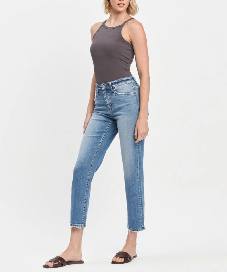 VERVET Bardot - High Rise Tapered Ankle Straight Jeans