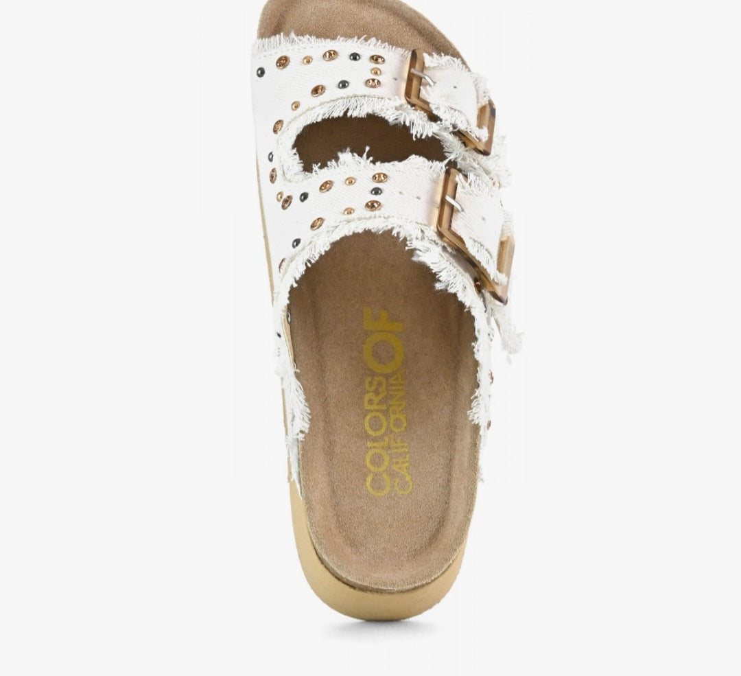 COLORS OF CALIFORNIA Denim Platform sandal with rhinestones ice