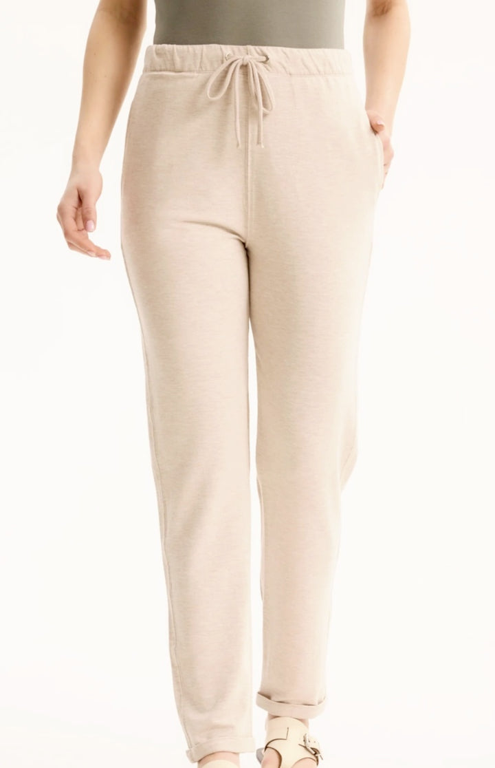 MAJESTIC FILATURES Daphne Linen / Elastane cuffed hem pants Cream